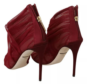 Rote Tüllstiefel Stiletto Heels Schuhe