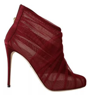 Rote Tüllstiefel Stiletto Heels Schuhe