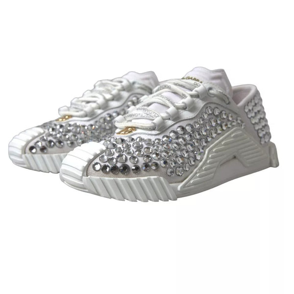 Weiß NS1 Canvas Leder verschönert Turnschuhe Schuhe