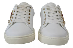 Weiß Leder Gold Rot Herz Turnschuhe Schuhe