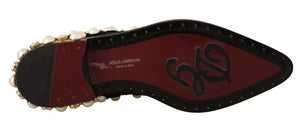 Schwarze Schnürschuhe mit Juwelen Formal Flats