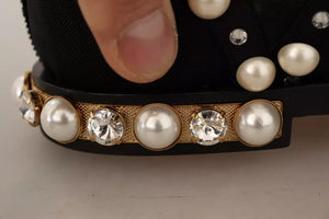 Schwarze Schnürschuhe mit Juwelen Formal Flats