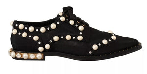 Schwarze Schnürschuhe mit Juwelen Formal Flats