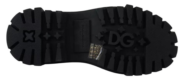 Schwarze Leder Trekking Derby verschönerte Schuhe