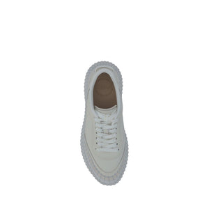 Weiße Kalbshaut Bos Taurus Plateau-Sneaker
