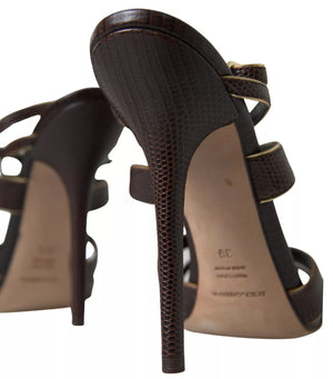 Brauner Knöchelriemen Stiletto Heels Sandalen Schuhe