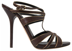 Brauner Knöchelriemen Stiletto Heels Sandalen Schuhe