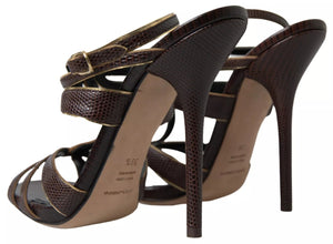 Brauner Knöchelriemen Stiletto Heels Sandalen Schuhe