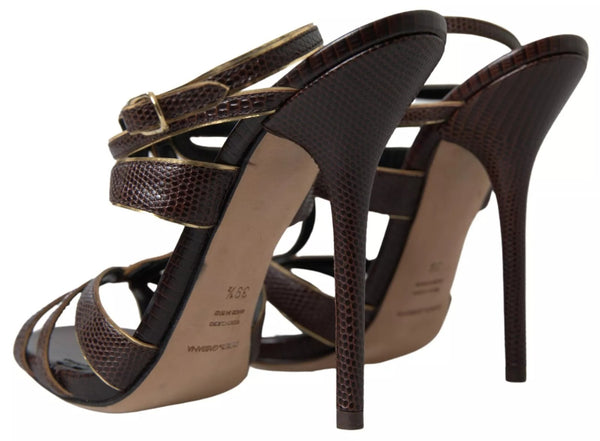 Brauner Knöchelriemen Stiletto Heels Sandalen Schuhe