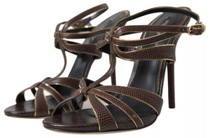 Brauner Knöchelriemen Stiletto Heels Sandalen Schuhe