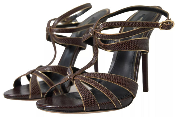 Brauner Knöchelriemen Stiletto Heels Sandalen Schuhe