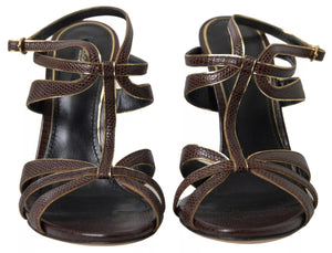 Brauner Knöchelriemen Stiletto Heels Sandalen Schuhe