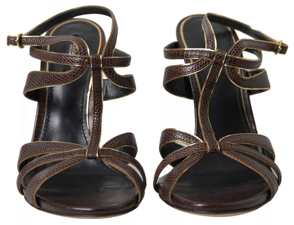 Brauner Knöchelriemen Stiletto Heels Sandalen Schuhe