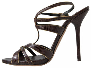 Brauner Knöchelriemen Stiletto Heels Sandalen Schuhe