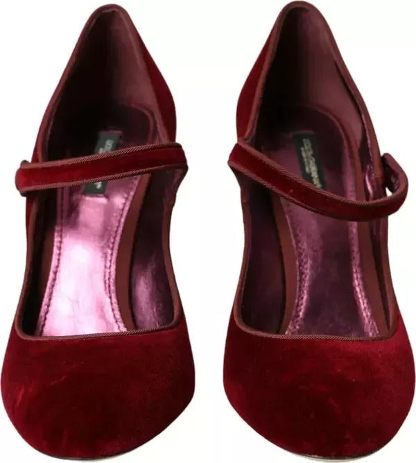 Rot Samt Gold Kristalle Heels Mary Janes Schuhe