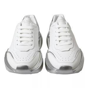 Weiß Silber Daymaster Leder Turnschuhe Schuhe