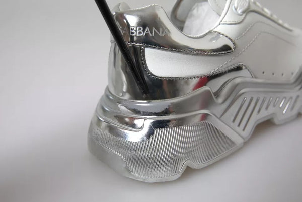 Weiß Silber Daymaster Leder Turnschuhe Schuhe