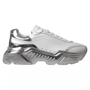 Weiß Silber Daymaster Leder Turnschuhe Schuhe
