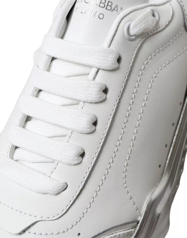 Weiß Silber Daymaster Leder Turnschuhe Schuhe