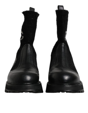 Schwarz DG Logo Horse Sock Ankle Boots Schuhe