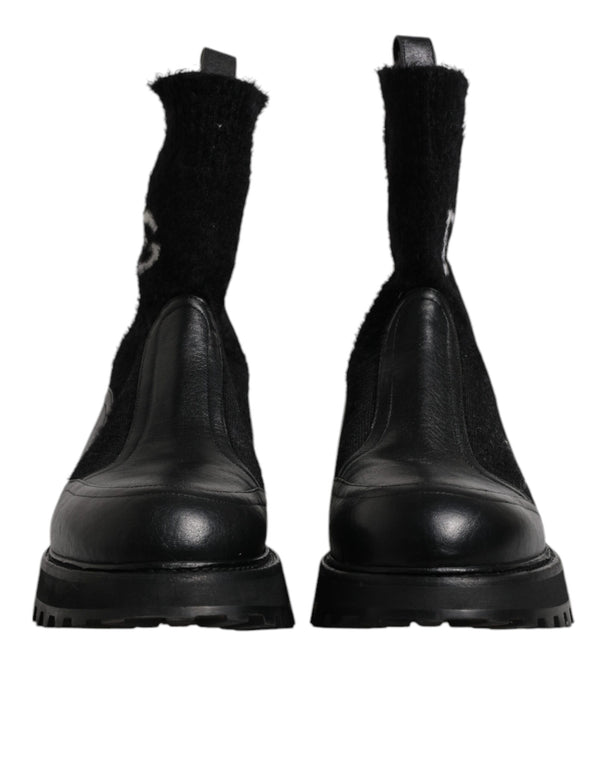 Schwarz DG Logo Horse Sock Ankle Boots Schuhe