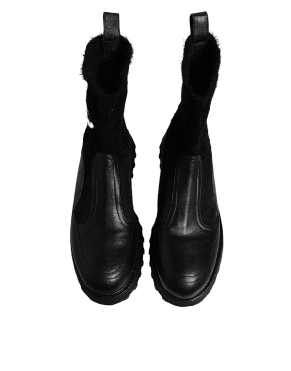 Schwarz DG Logo Horse Sock Ankle Boots Schuhe