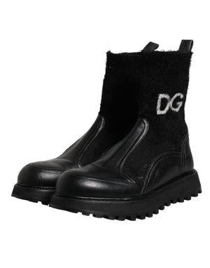 Schwarz DG Logo Horse Sock Ankle Boots Schuhe