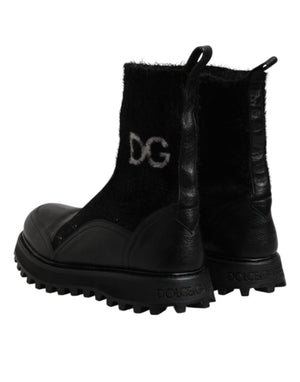 Schwarz DG Logo Horse Sock Ankle Boots Schuhe