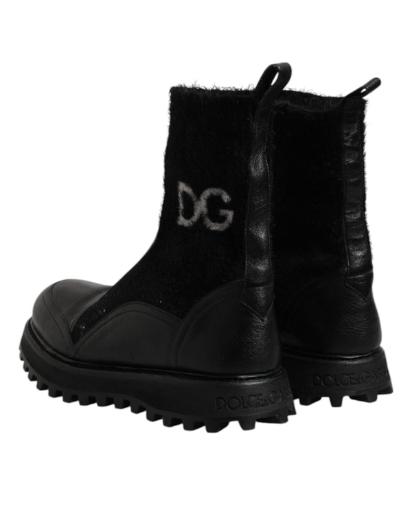Schwarz DG Logo Horse Sock Ankle Boots Schuhe