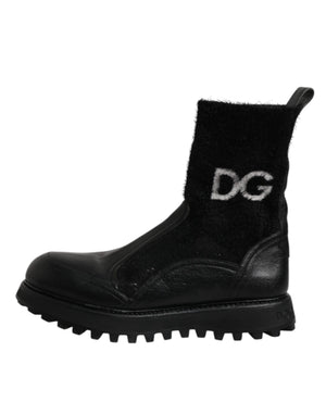 Schwarz DG Logo Horse Sock Ankle Boots Schuhe