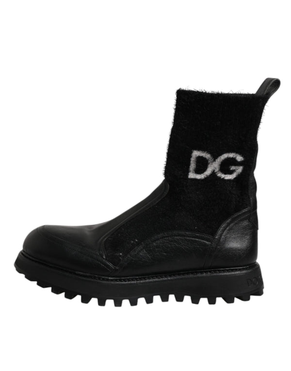 Schwarz DG Logo Horse Sock Ankle Boots Schuhe