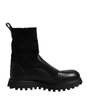 Schwarz DG Logo Horse Sock Ankle Boots Schuhe