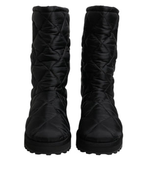 Schwarze Polyester gepolsterte Mid Calf Stiefel Winterschuhe