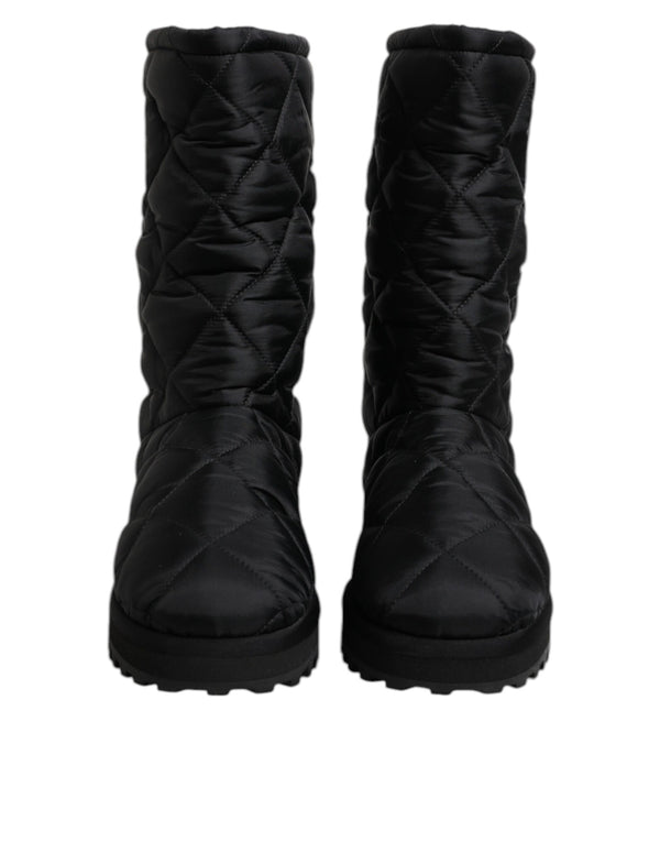 Schwarze Polyester gepolsterte Mid Calf Stiefel Winterschuhe