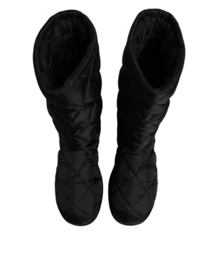 Schwarze Polyester gepolsterte Mid Calf Stiefel Winterschuhe