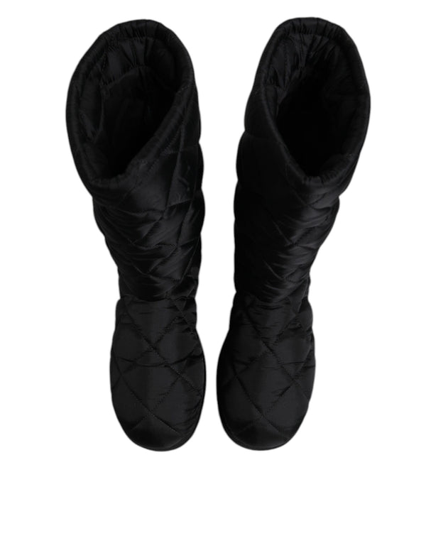 Schwarze Polyester gepolsterte Mid Calf Stiefel Winterschuhe