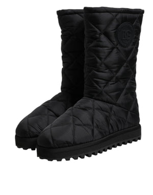 Schwarze Polyester gepolsterte Mid Calf Stiefel Winterschuhe