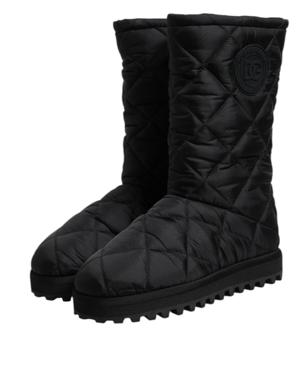 Schwarze Polyester gepolsterte Mid Calf Stiefel Winterschuhe