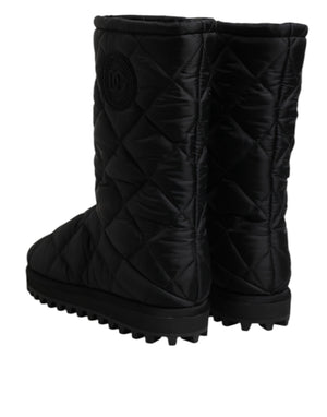 Schwarze Polyester gepolsterte Mid Calf Stiefel Winterschuhe