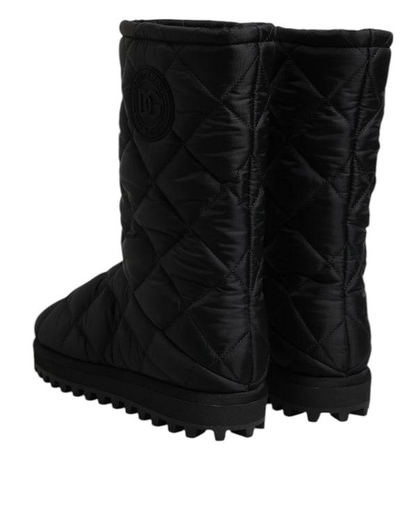 Schwarze Polyester gepolsterte Mid Calf Stiefel Winterschuhe