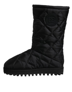 Schwarze Polyester gepolsterte Mid Calf Stiefel Winterschuhe