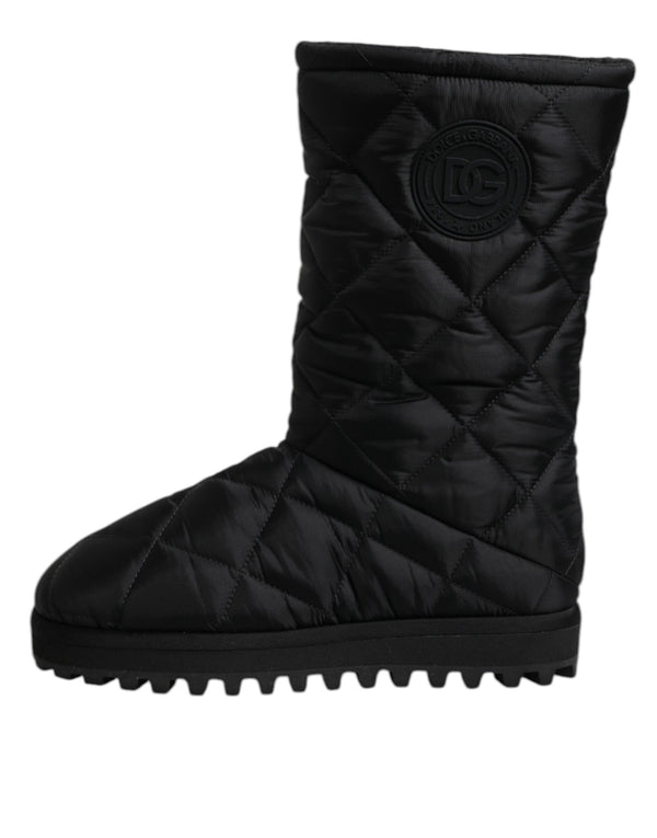 Schwarze Polyester gepolsterte Mid Calf Stiefel Winterschuhe