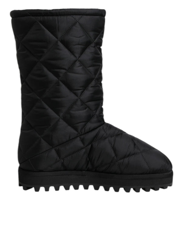 Schwarze Polyester gepolsterte Mid Calf Stiefel Winterschuhe