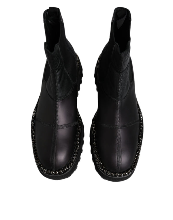 Schwarze Chelsea Boots Leder Schlupfschuhe