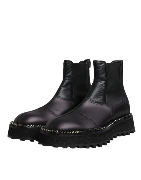 Schwarze Chelsea Boots Leder Schlupfschuhe