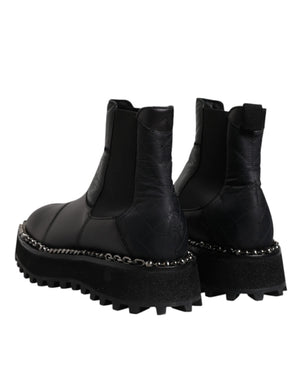 Schwarze Chelsea Boots Leder Schlupfschuhe