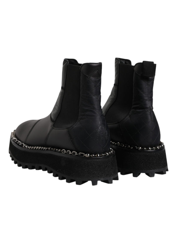 Schwarze Chelsea Boots Leder Schlupfschuhe