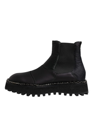 Schwarze Chelsea Boots Leder Schlupfschuhe