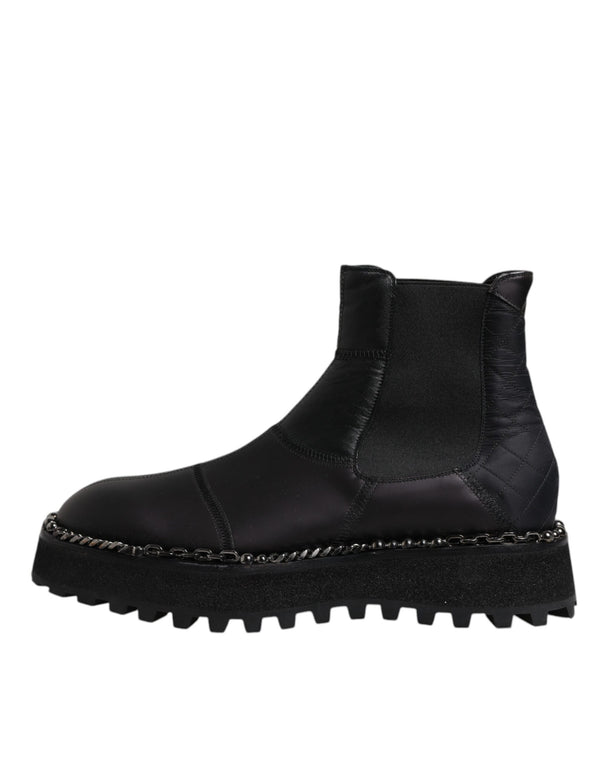 Schwarze Chelsea Boots Leder Schlupfschuhe