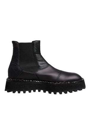 Schwarze Chelsea Boots Leder Schlupfschuhe